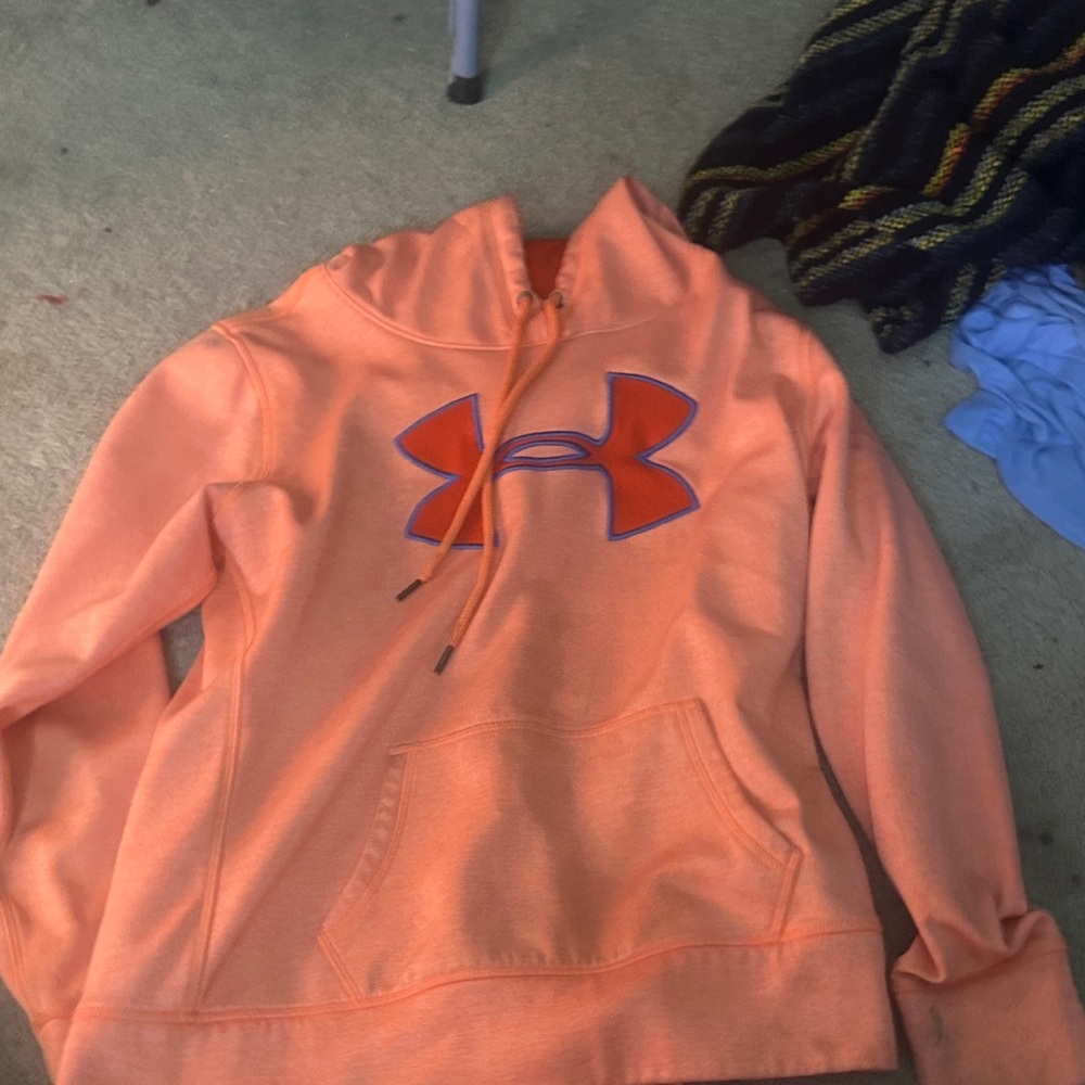 Under Armour Vibrant Orange Sweatshirt with Blue Logo